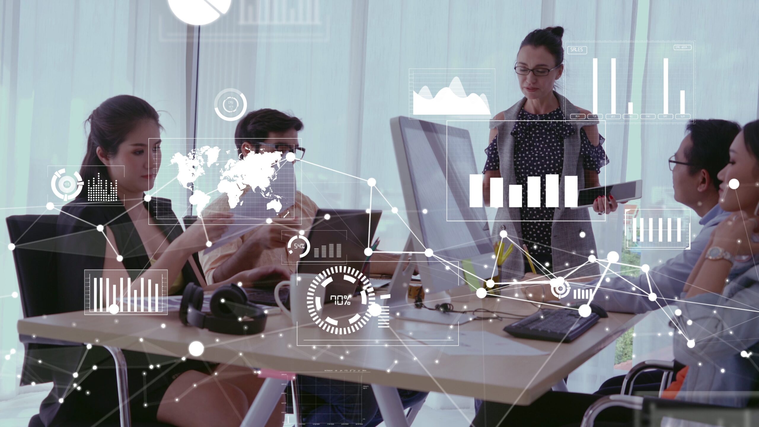 Conceptual vision of business people in corporate staff meeting